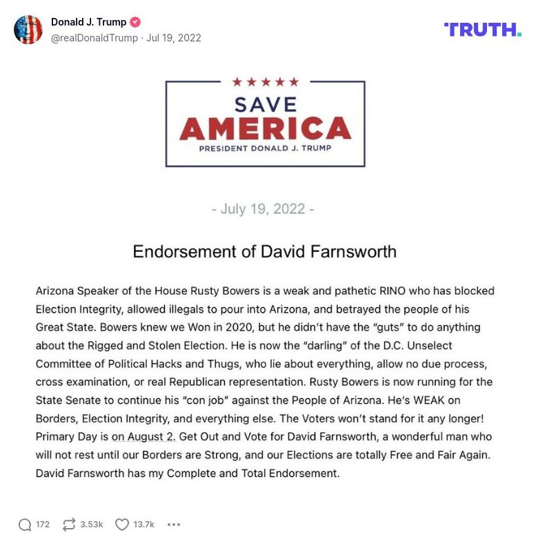 Post image from Donald Trump