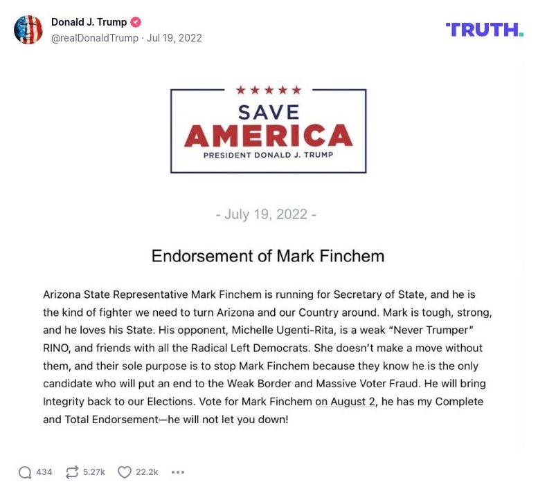 Post image from Donald Trump