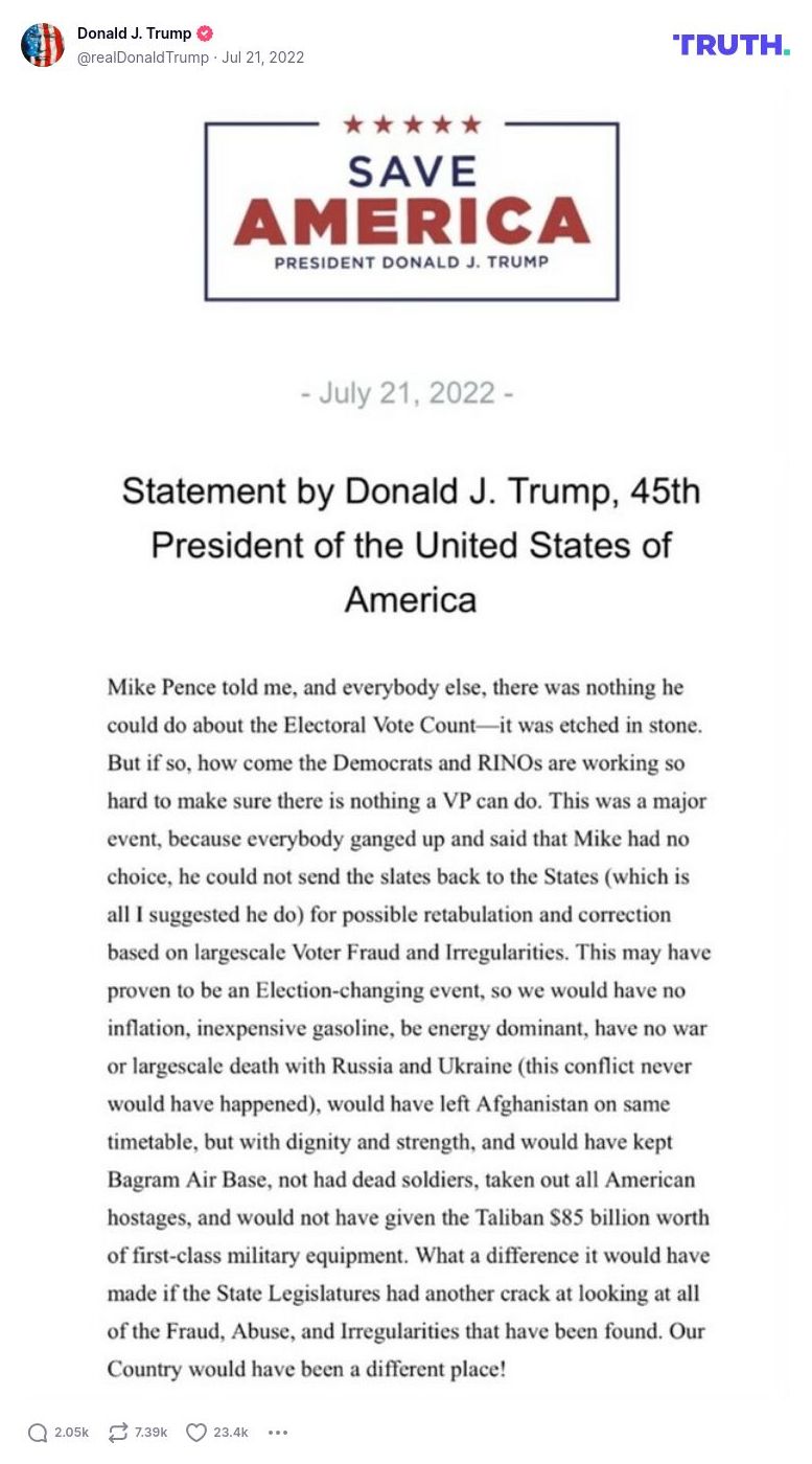 Post image from Donald Trump