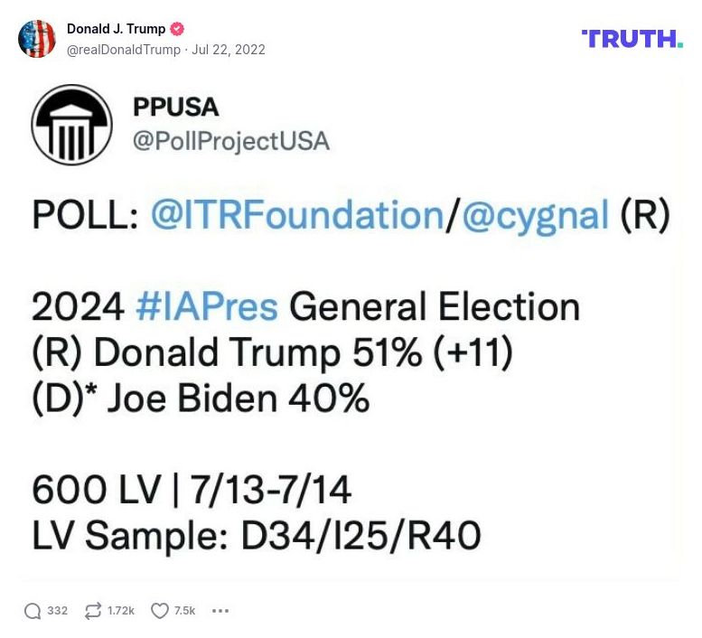 Post image from Donald Trump