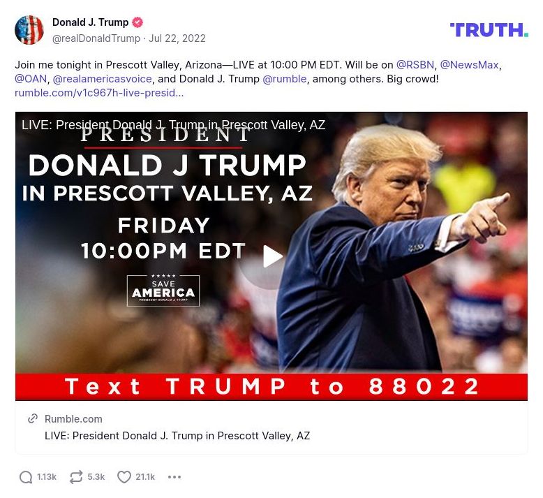 Post image from Donald Trump