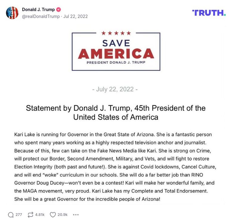 Post image from Donald Trump