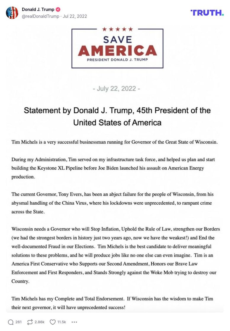 Post image from Donald Trump