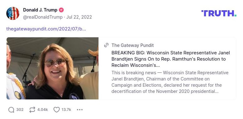 Post image from Donald Trump