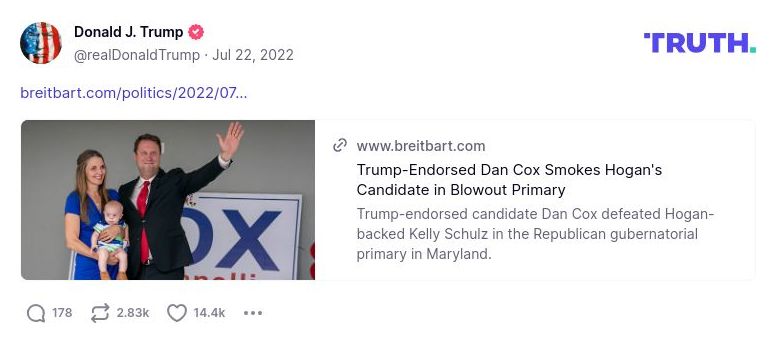 Post image from Donald Trump