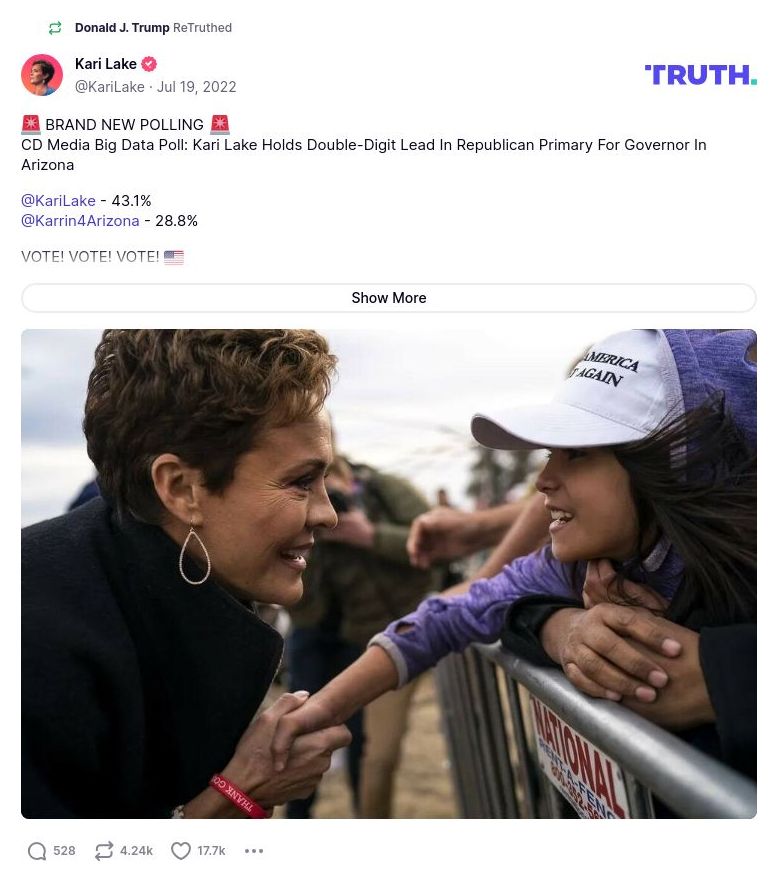 Post image from Donald Trump