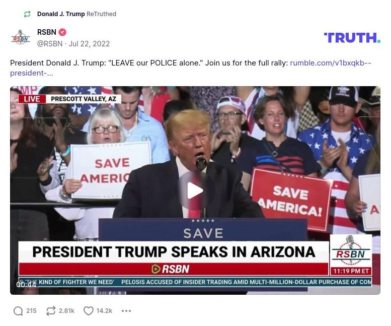 Post image from Donald Trump