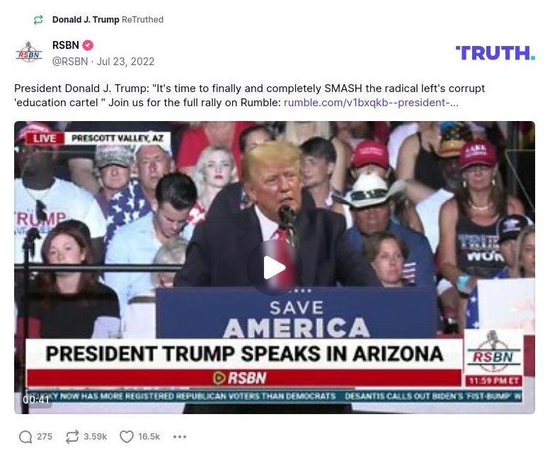 Post image from Donald Trump