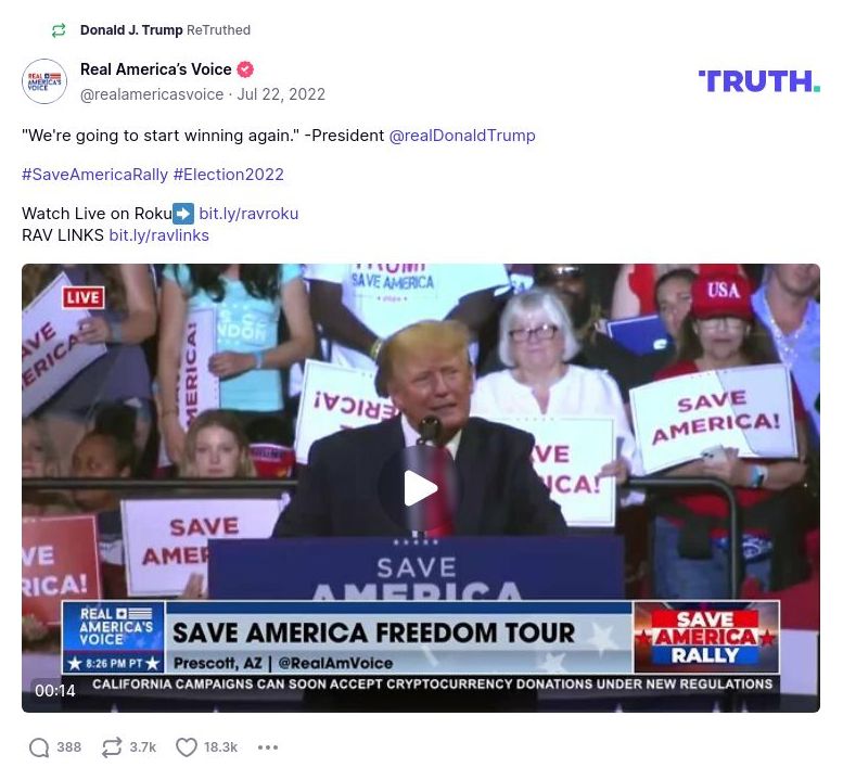 Post image from Donald Trump