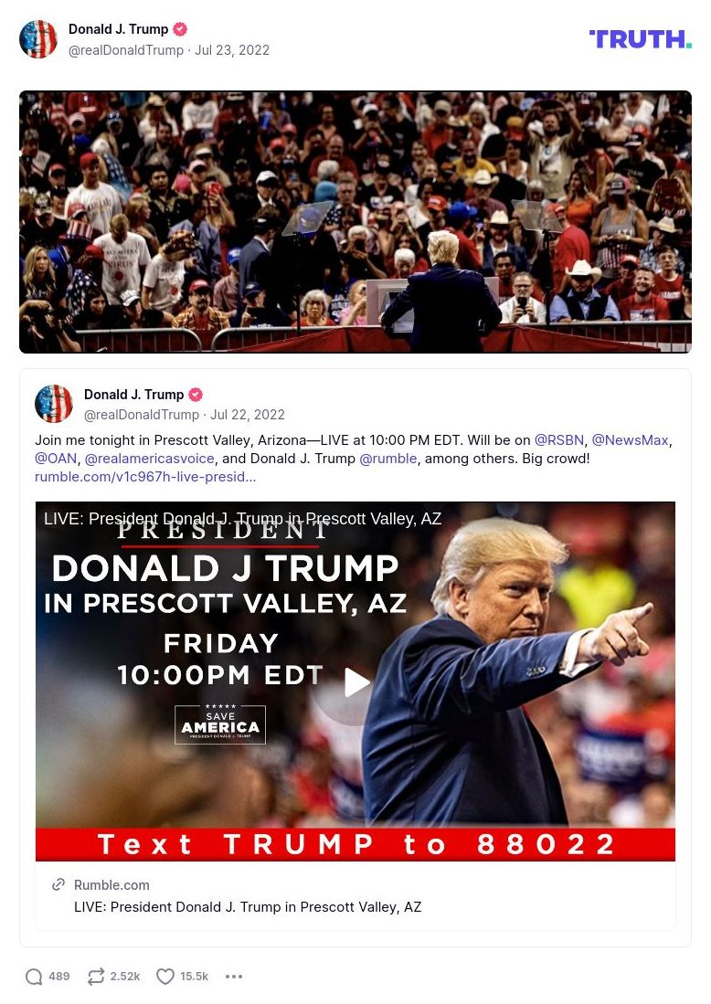 Post image from Donald Trump