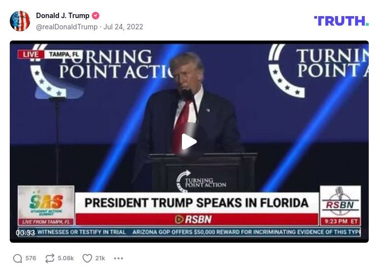 Post image from Donald Trump