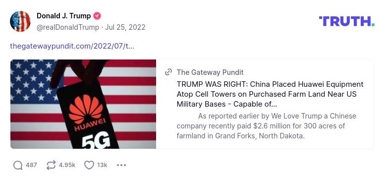 Post preview from Donald Trump