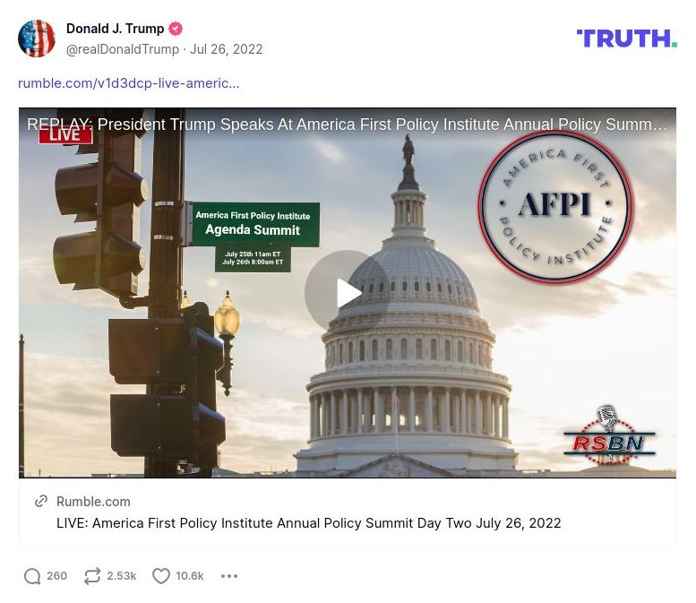 Post image from Donald Trump