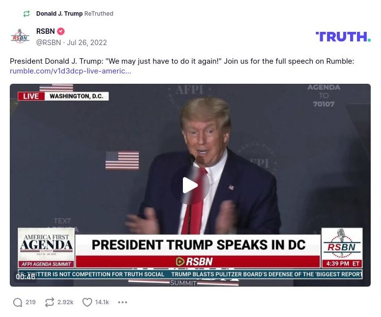 Post image from Donald Trump