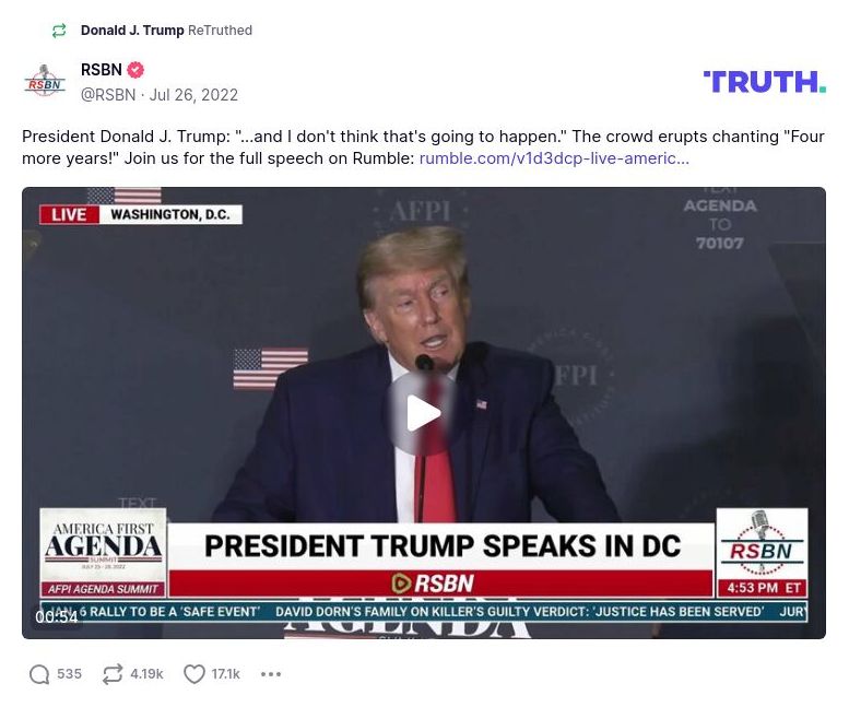 Post image from Donald Trump