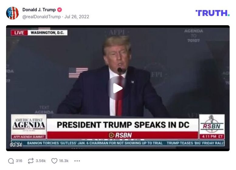 Post image from Donald Trump