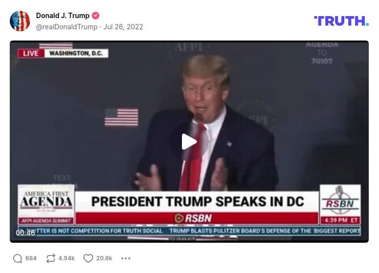 Post image from Donald Trump