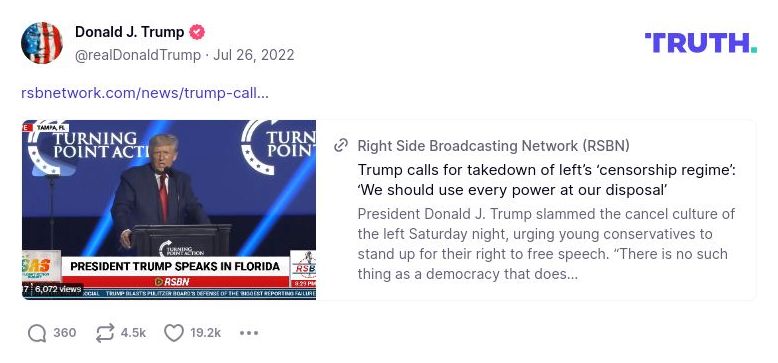 Post image from Donald Trump