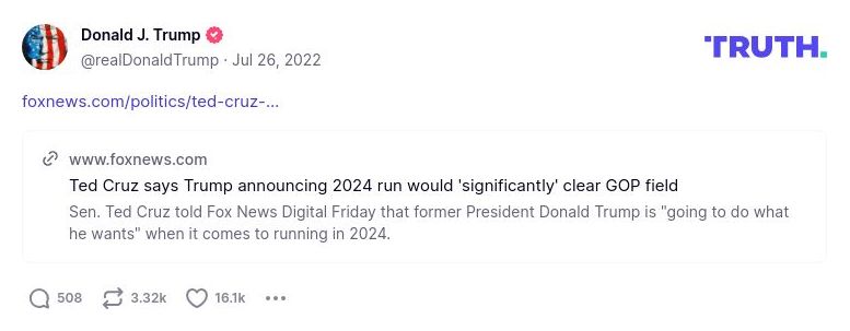 Post image from Donald Trump