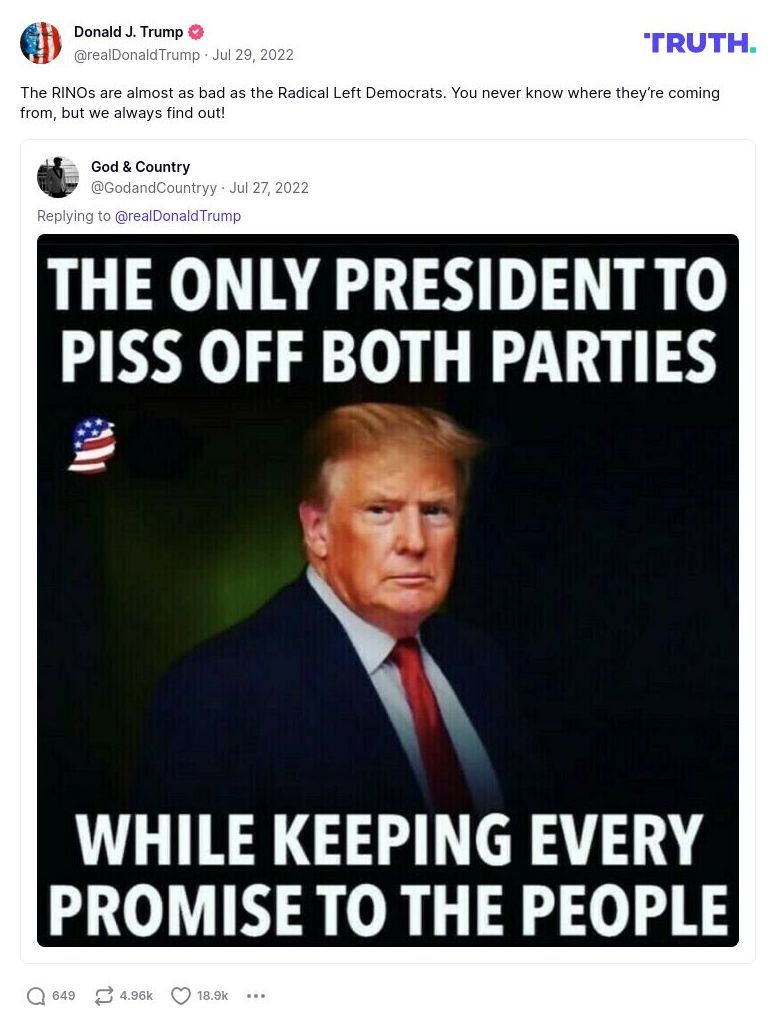 Post image from Donald Trump