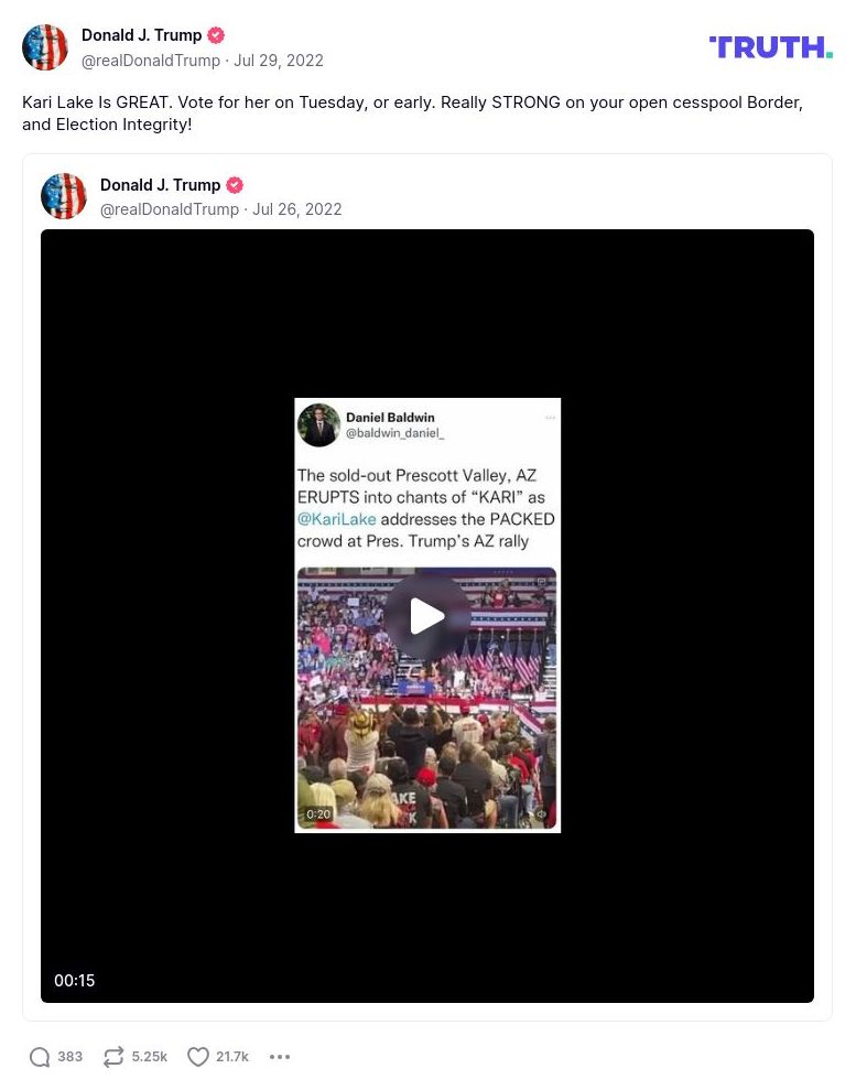 Post image from Donald Trump