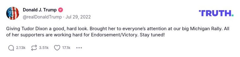 Post image from Donald Trump