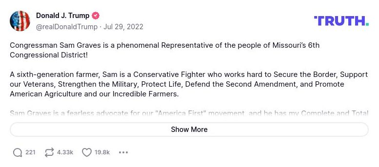 Post image from Donald Trump