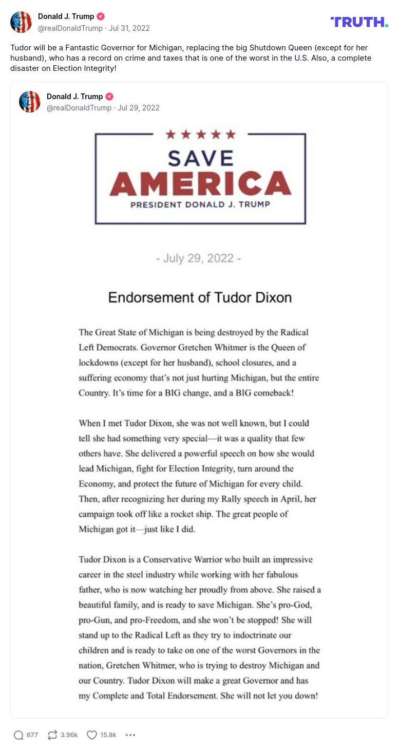 Post image from Donald Trump