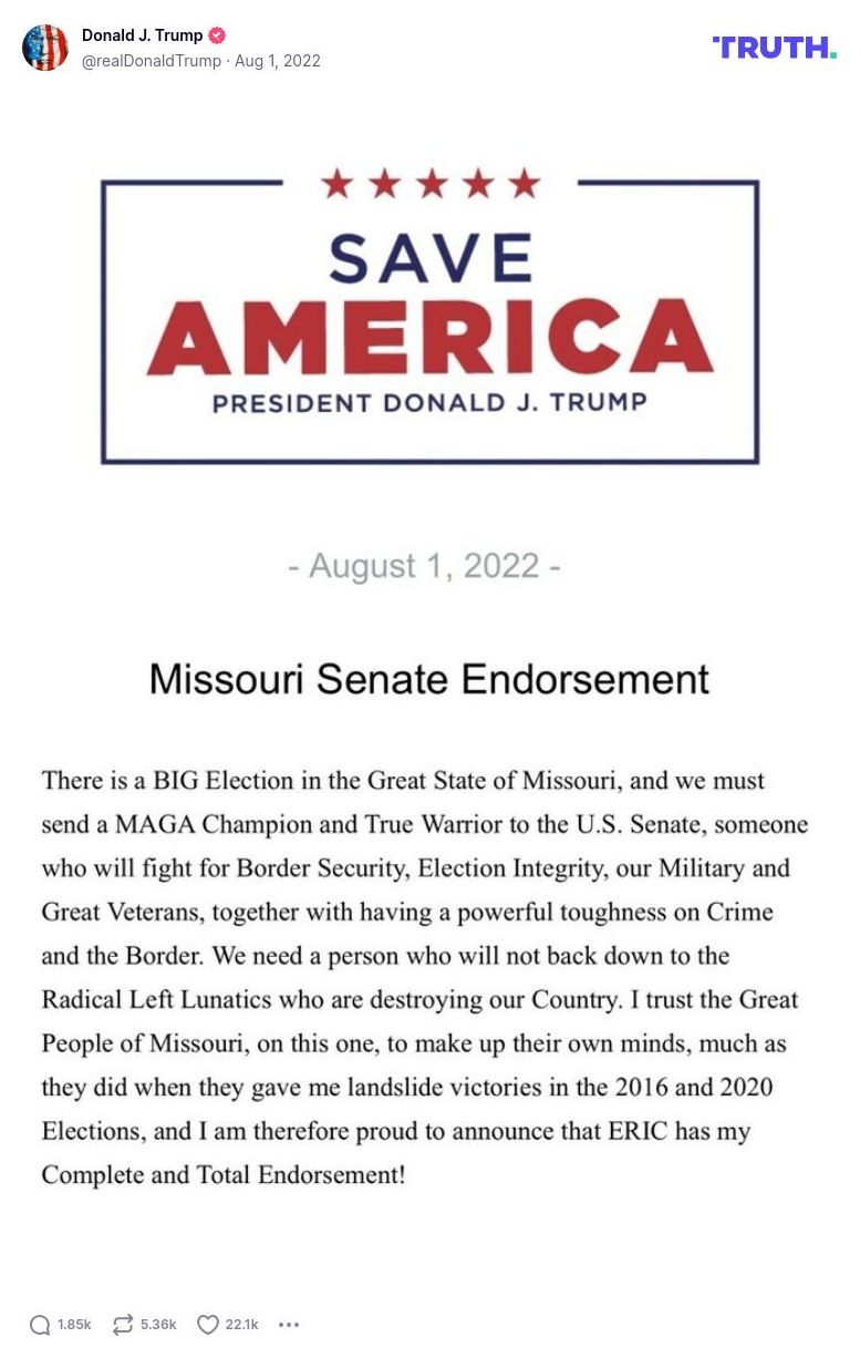 Post image from Donald Trump