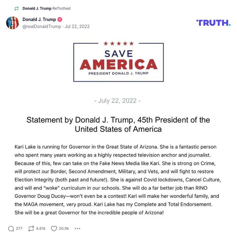 Post image from Donald Trump