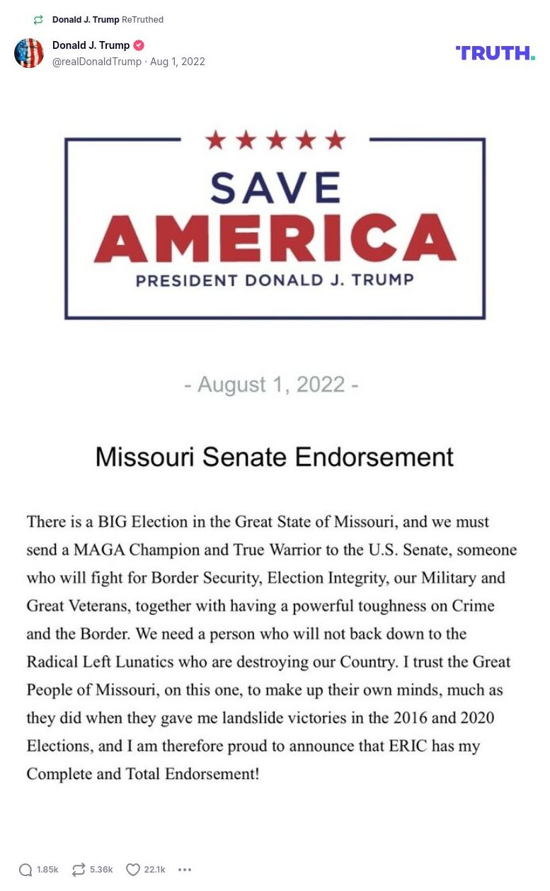 Post image from Donald Trump