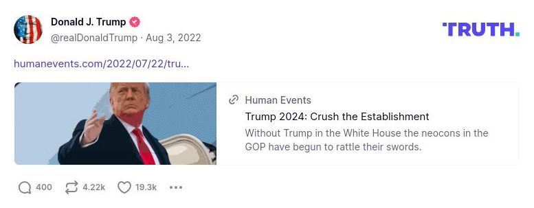 Post image from Donald Trump