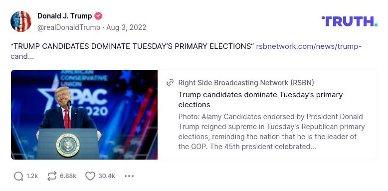 Post image from Donald Trump