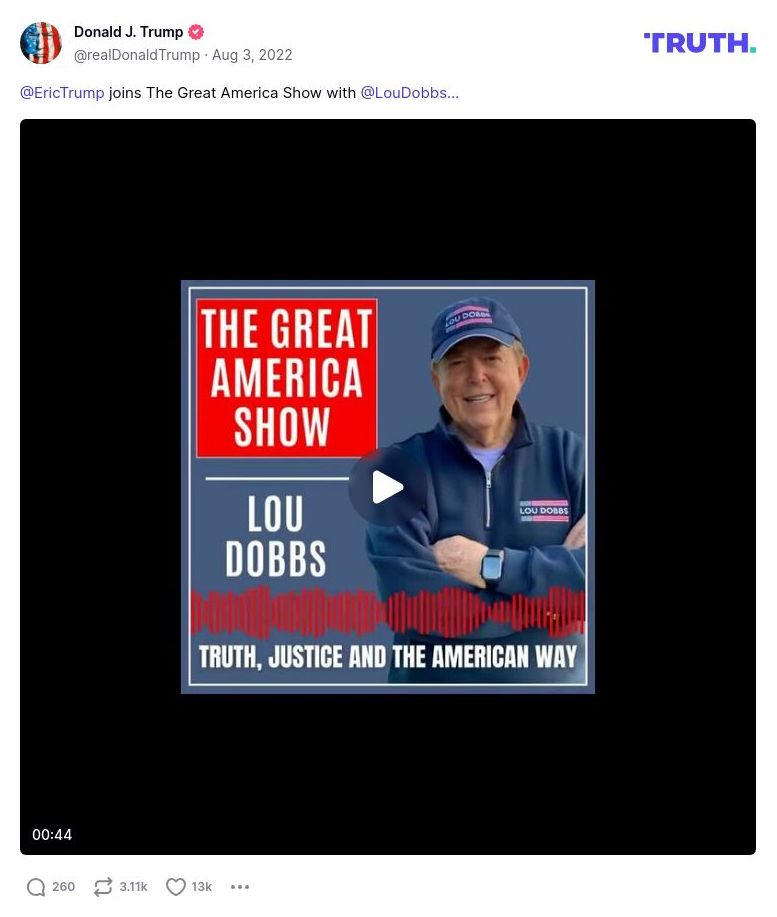 Post image from Donald Trump