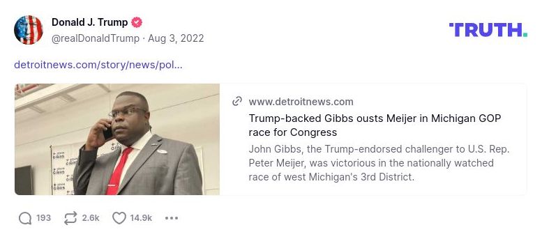 Post image from Donald Trump