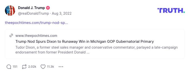 Post image from Donald Trump