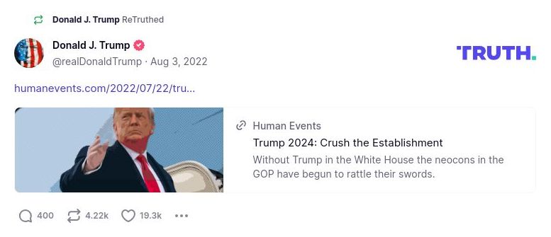 Post image from Donald Trump