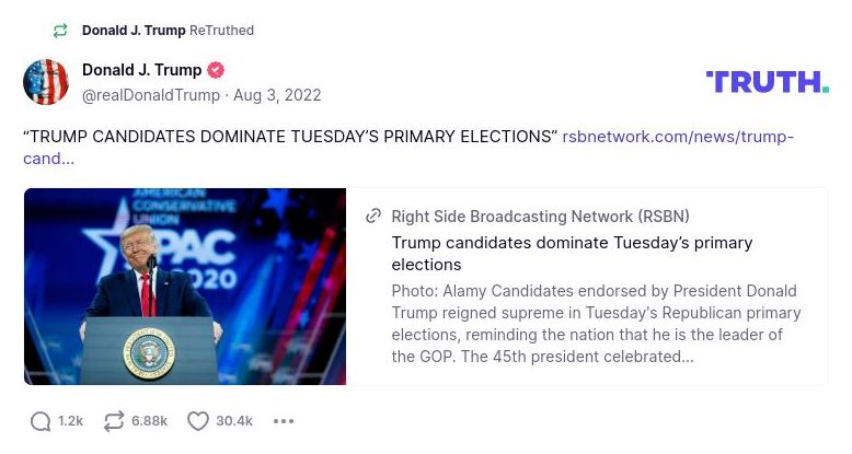 Post image from Donald Trump