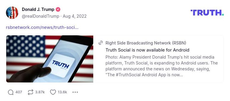 Post image from Donald Trump