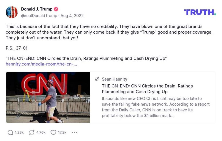 Post preview from Donald Trump