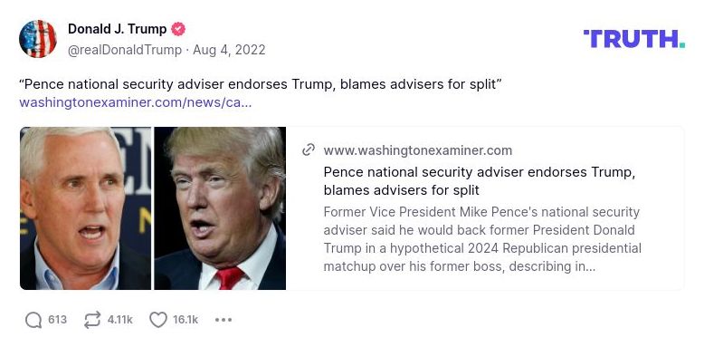 Post image from Donald Trump