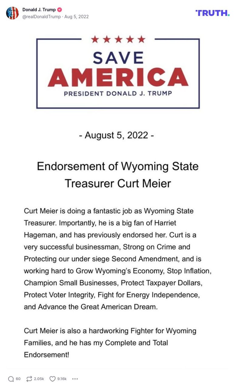 Post image from Donald Trump