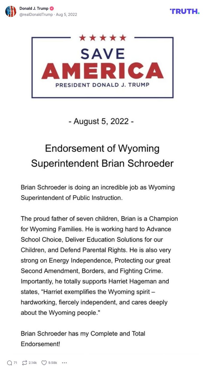 Post image from Donald Trump