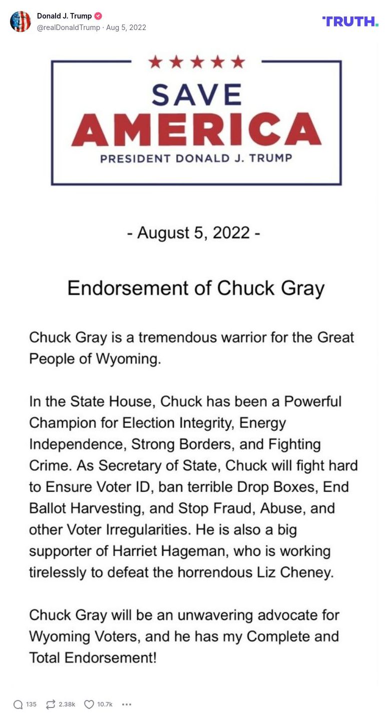 Post image from Donald Trump