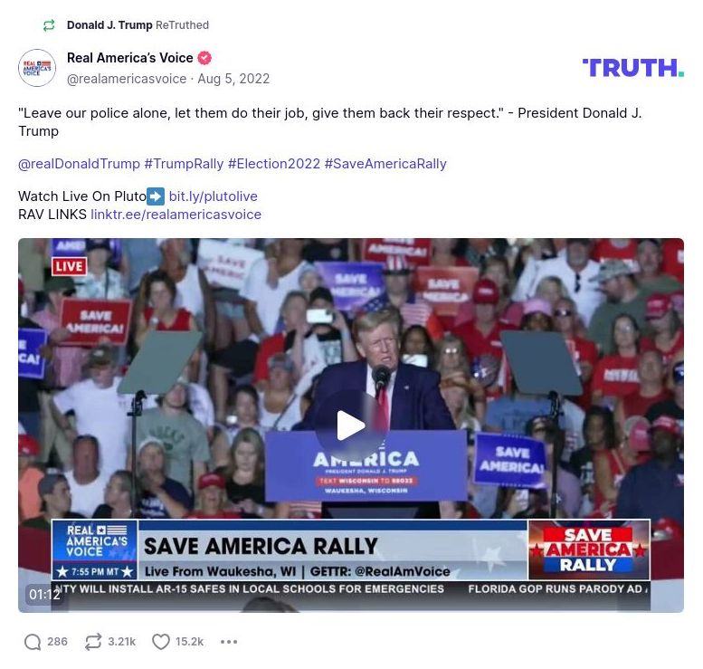 Post image from Donald Trump