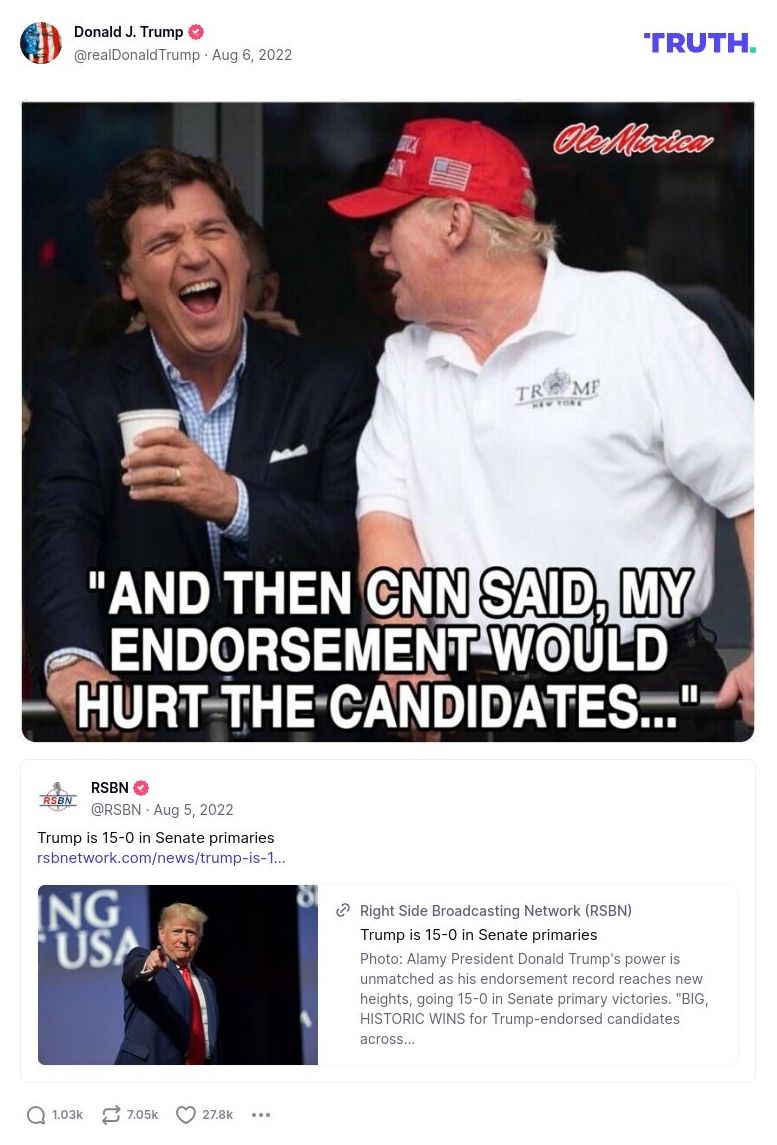 Post image from Donald Trump