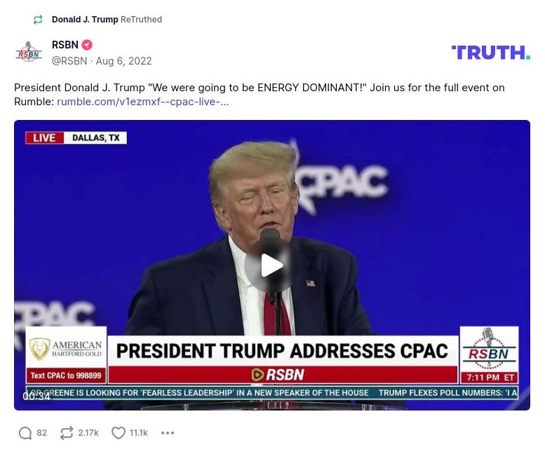 Post image from Donald Trump