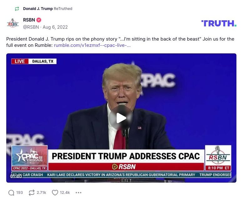 Post image from Donald Trump