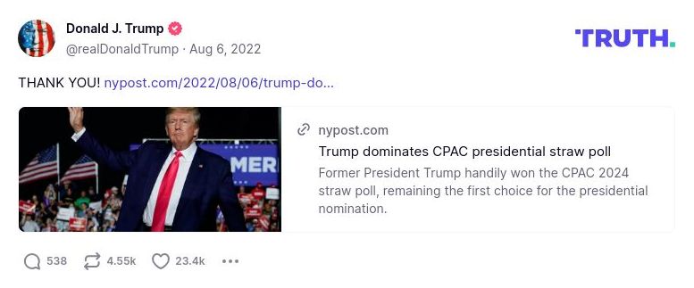 Post image from Donald Trump