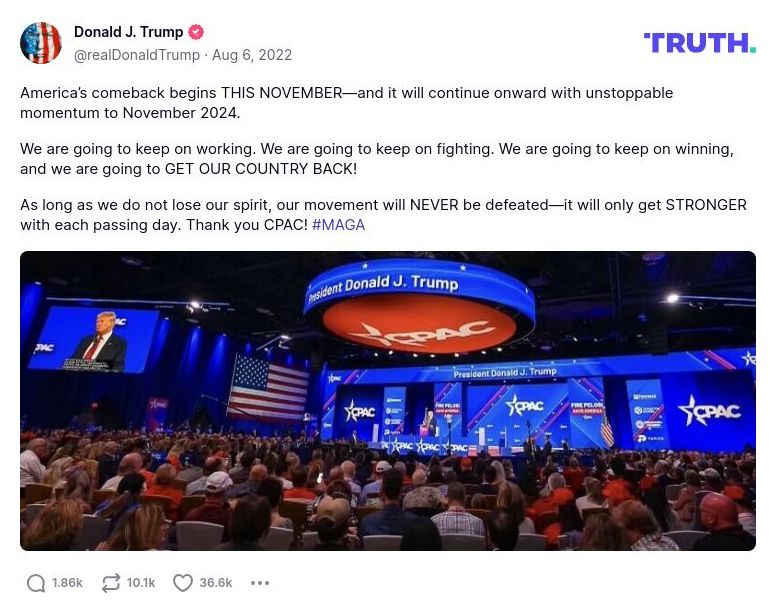 Post image from Donald Trump